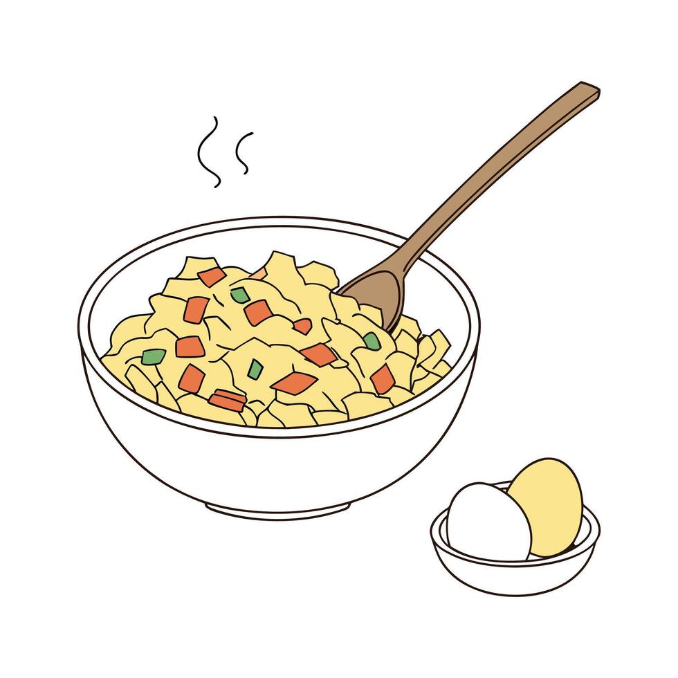 Savory Scrambled Eggs Quick Snack vector