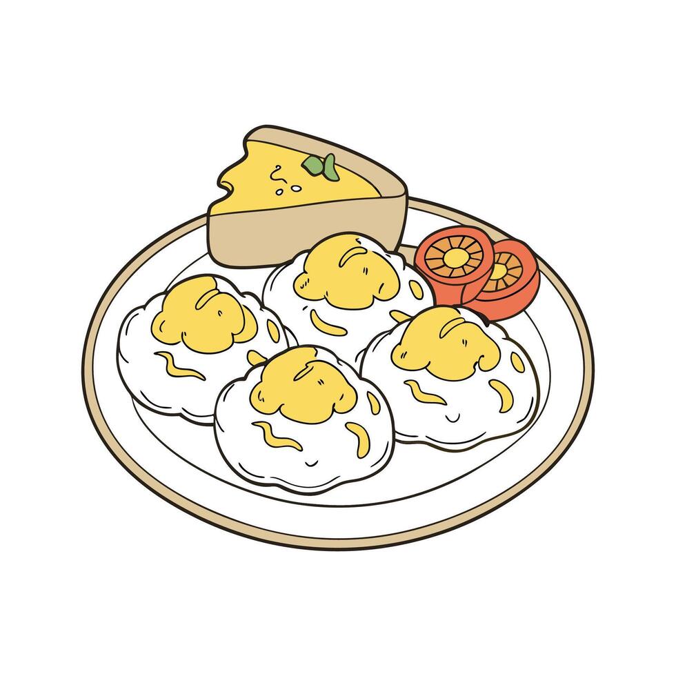 Yummy Scrambled Egg with Cheese for Healthy Snacking vector