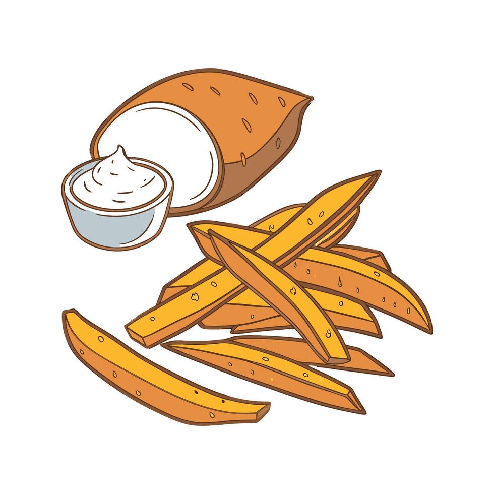 Creamy Soft Baked Sweet Potato Fries for Nutritional Meals vector