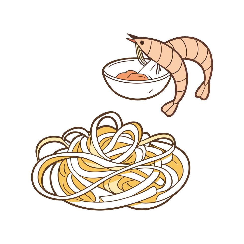 Savory Soft Cooked Noodles Quick Snack vector