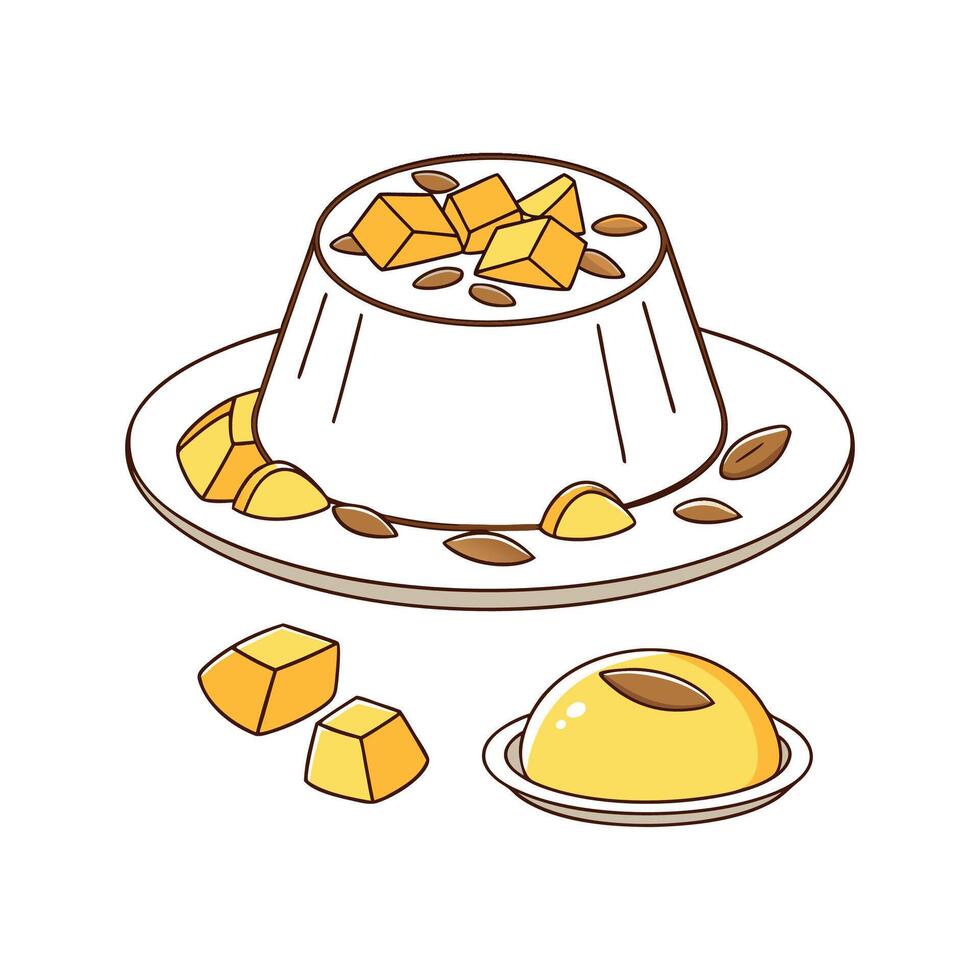 Creamy Soft Mango Almond Milk Pudding for Nutritional Meals vector