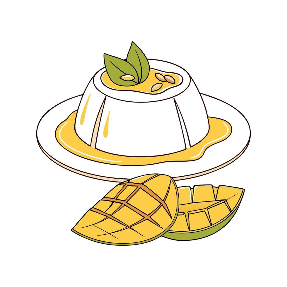 Delicious Soft Mango Almond Milk Pudding for Kids vector