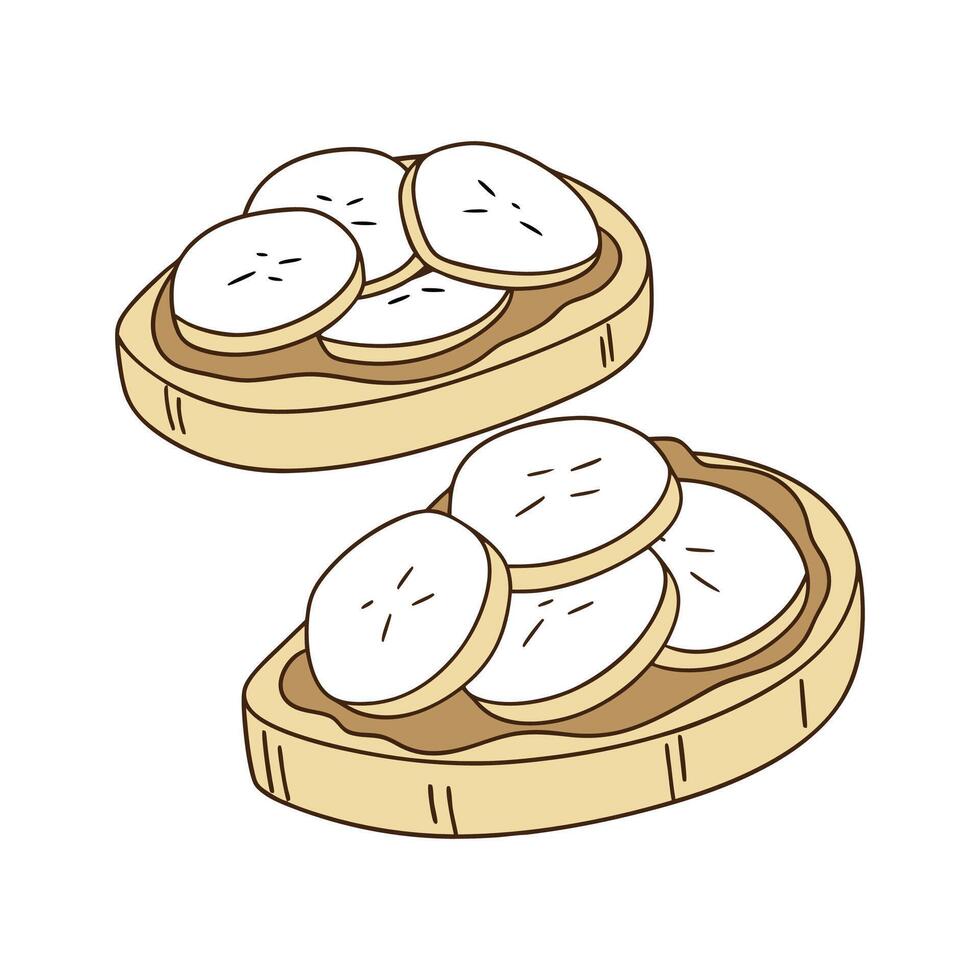 Yummy Soft Mashed Banana with Peanut Butter for Healthy Snacking vector