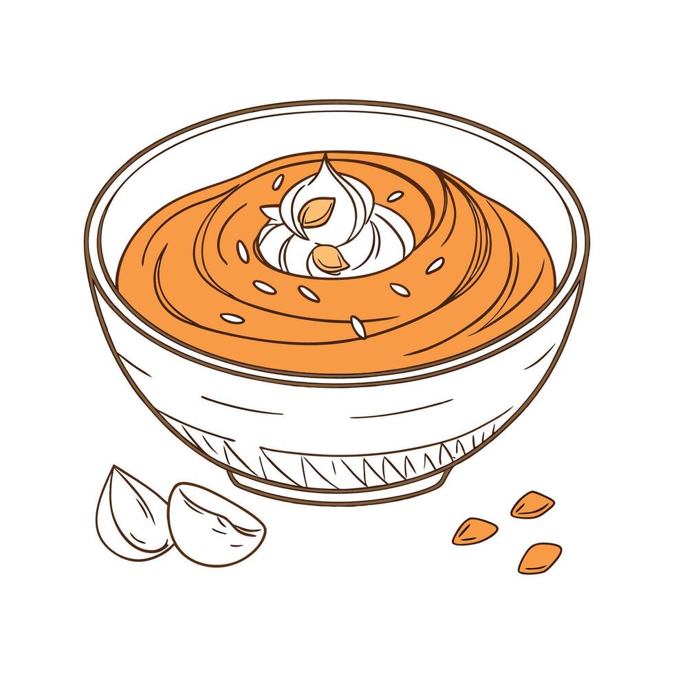 Nutritious Soft Mashed Pumpkin with Coconut Cream for Healthy Treats vector