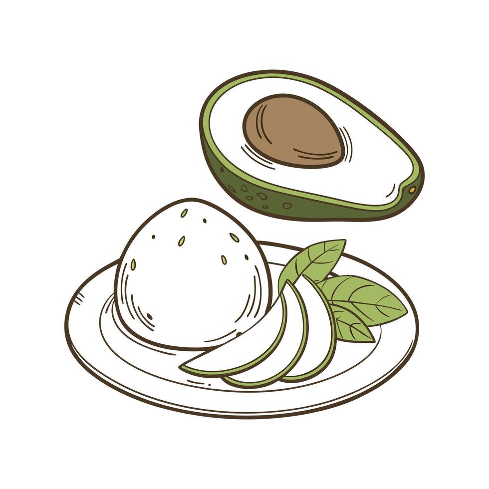 Yummy Soft Mozzarella Avocado Mash for Healthy Snacking vector