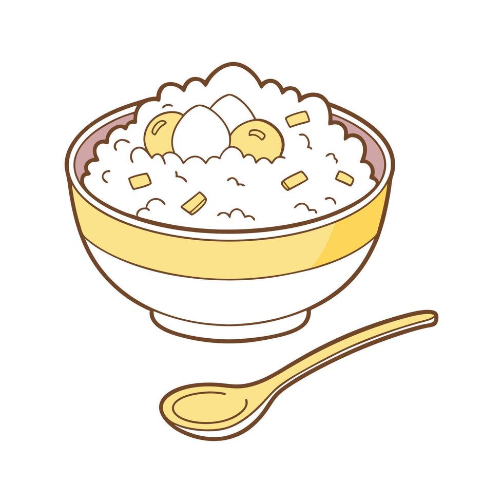 Yummy Soft Rice Scrambled Egg Mash for Healthy Snacking vector