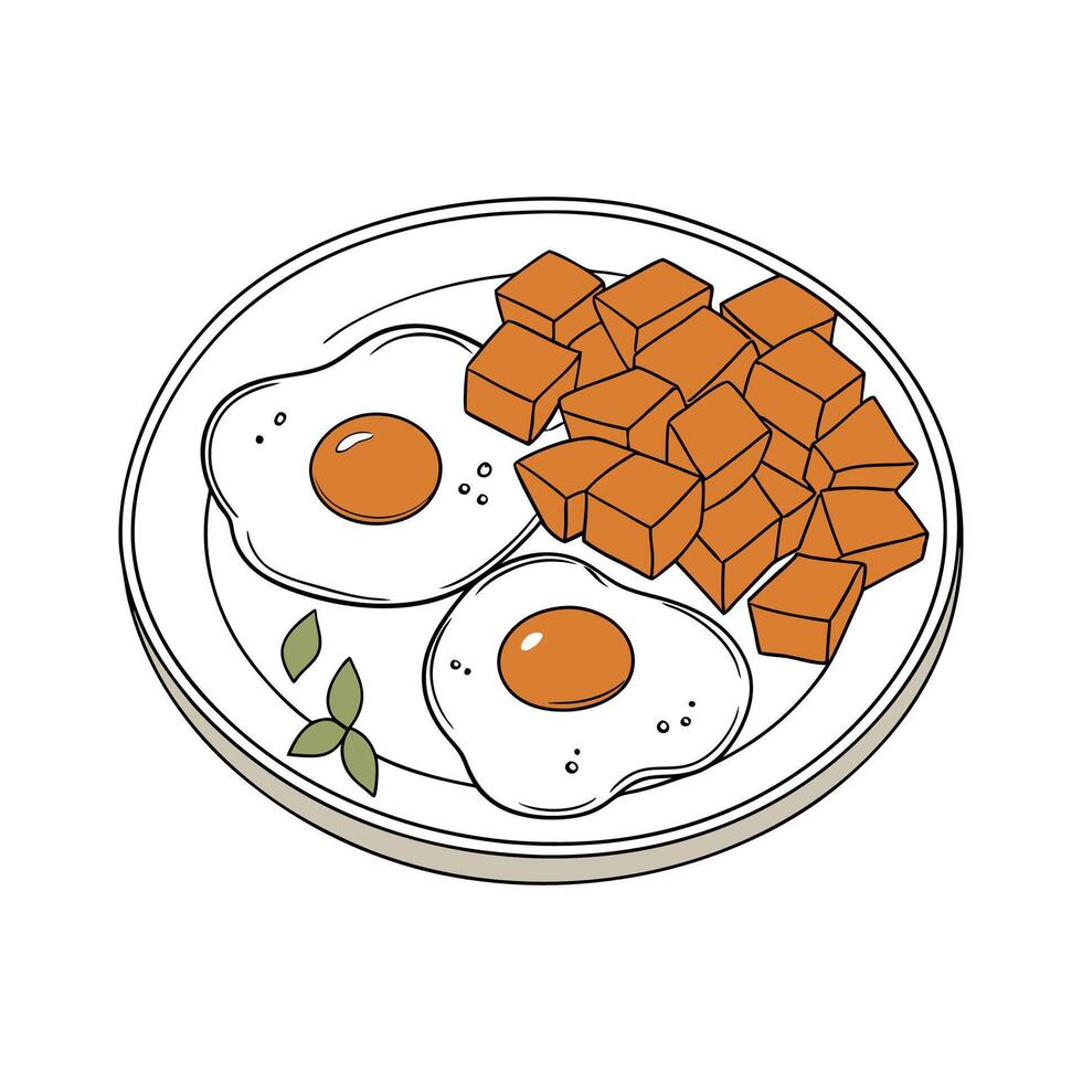 Nutritious Soft Scrambled Egg with Sweet Potato for Healthy Treats vector