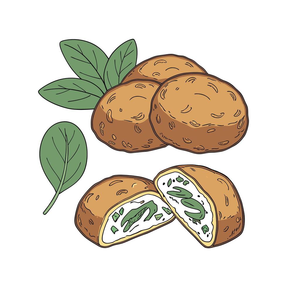 Yummy Soft Spinach Cheese Fritters for Healthy Snacking vector