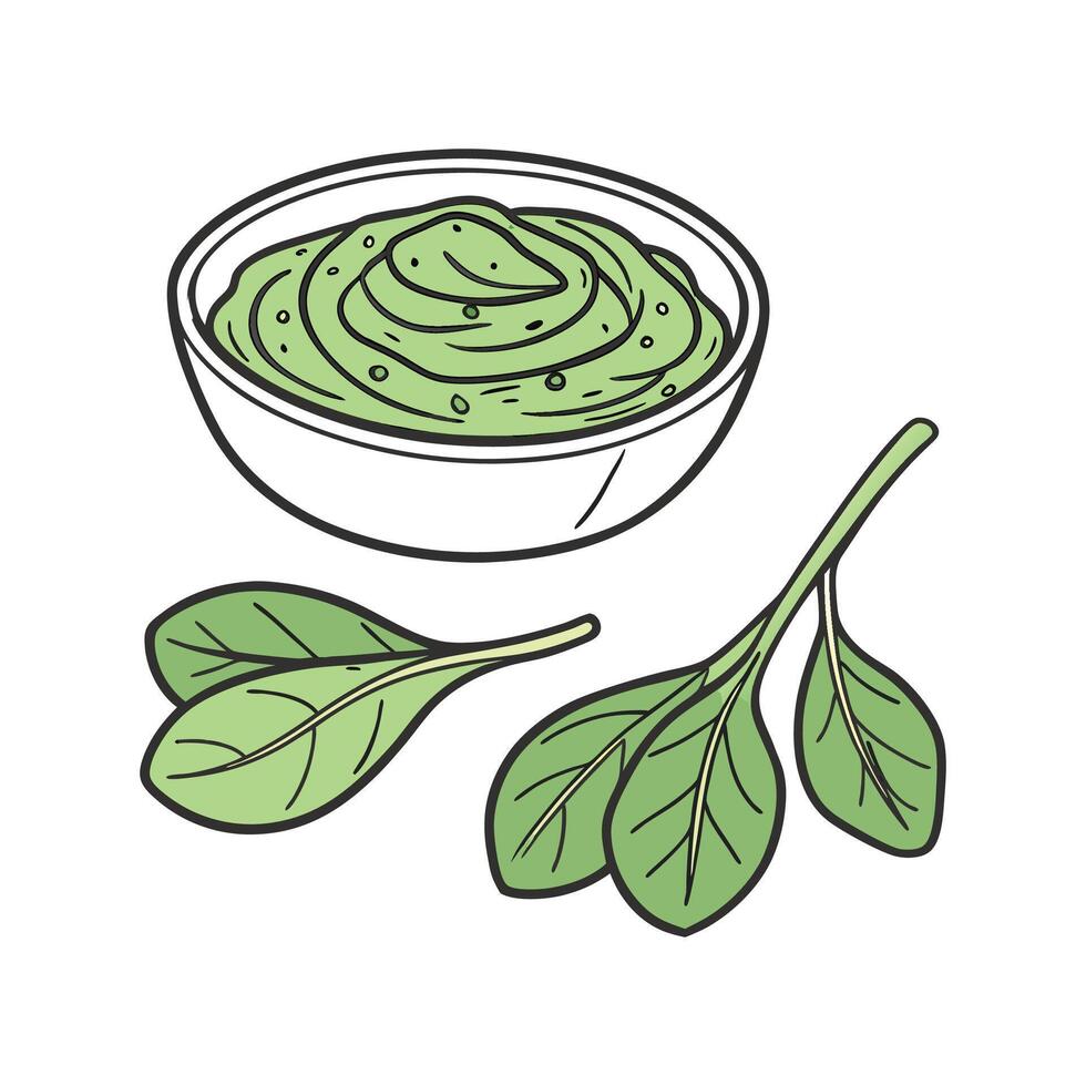Nutritious Spinach Puree on a White Background vector