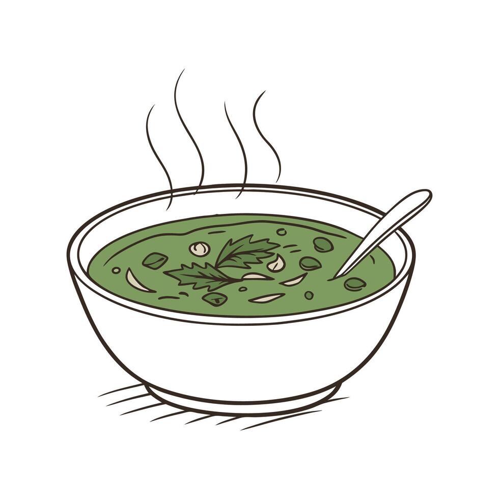 Tasty Spinach Soup Healthy Dish vector
