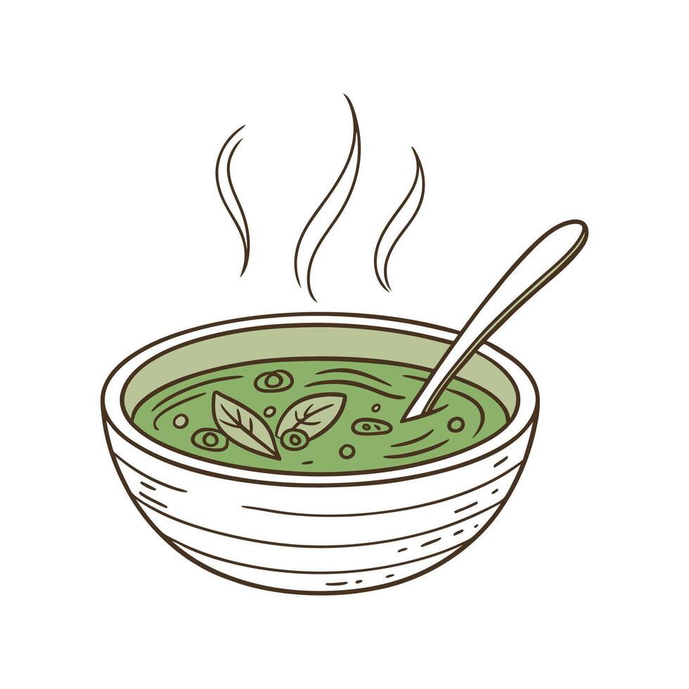 Savory Spinach Soup Quick Snack vector
