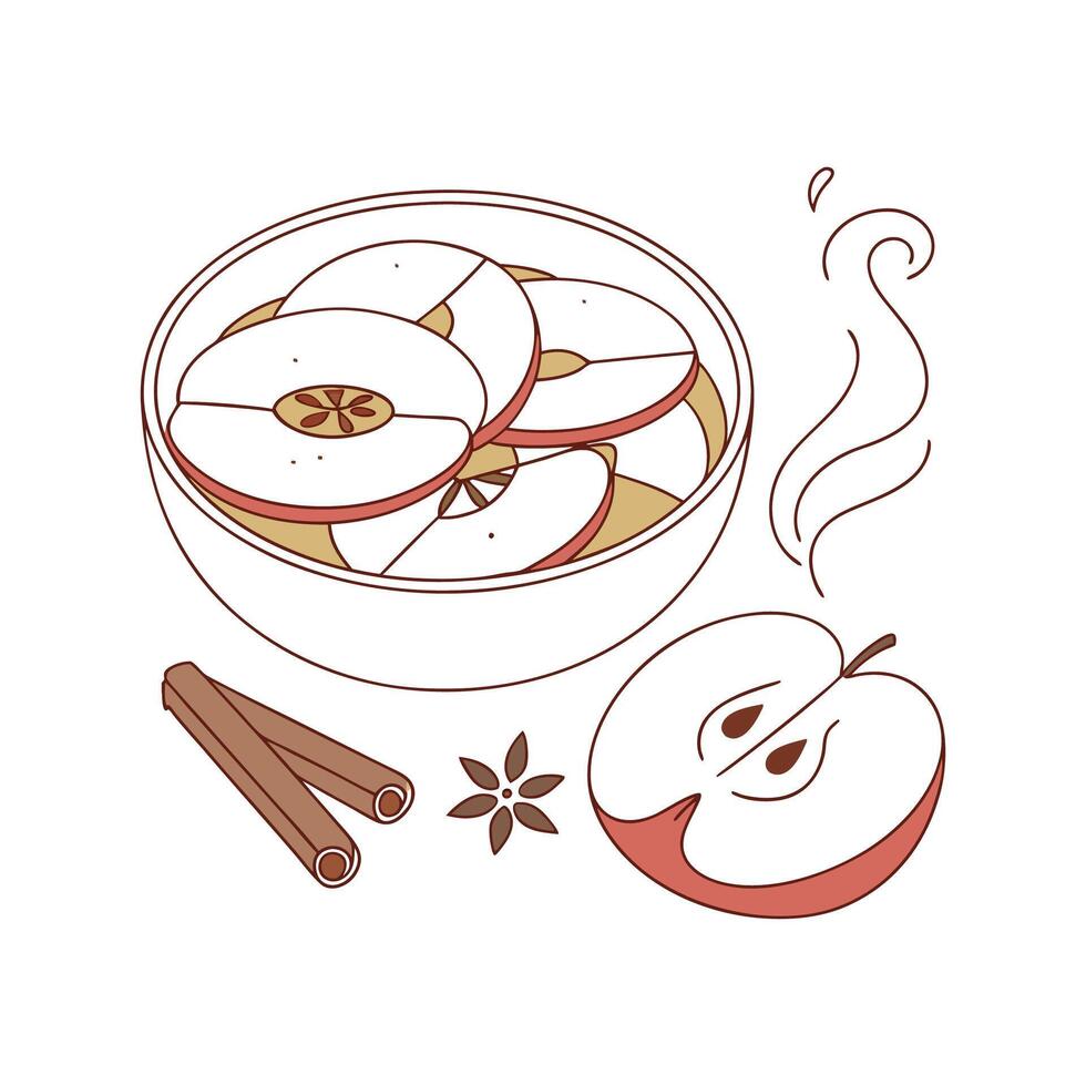 Nutritious Steamed Apple Rings with Cinnamon for Healthy Treats vector