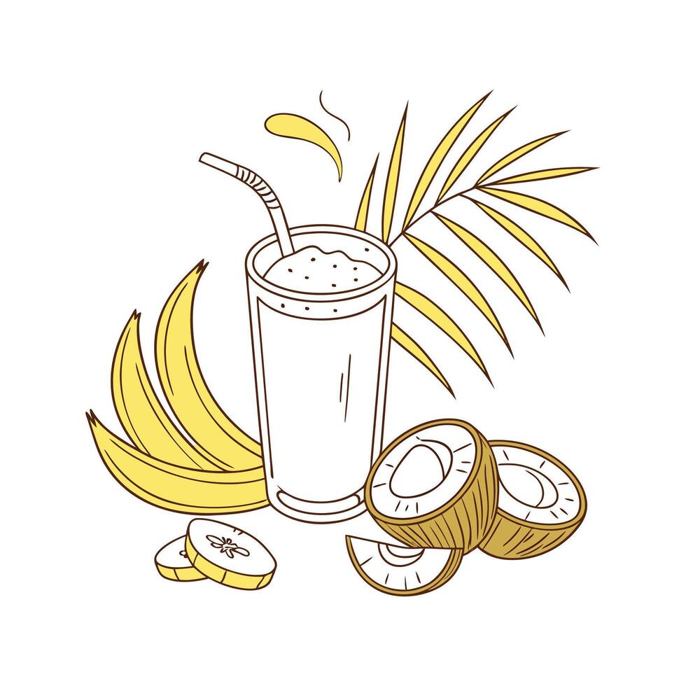 Nutritious Steamed Banana Coconut Milk Shake for Healthy Treats vector