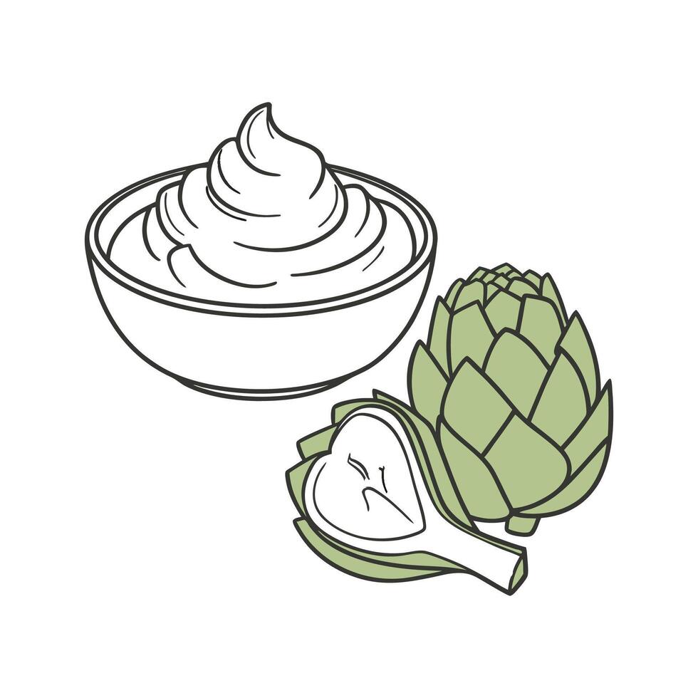 Nutritious Steamed Artichoke Puree Healthy Option vector
