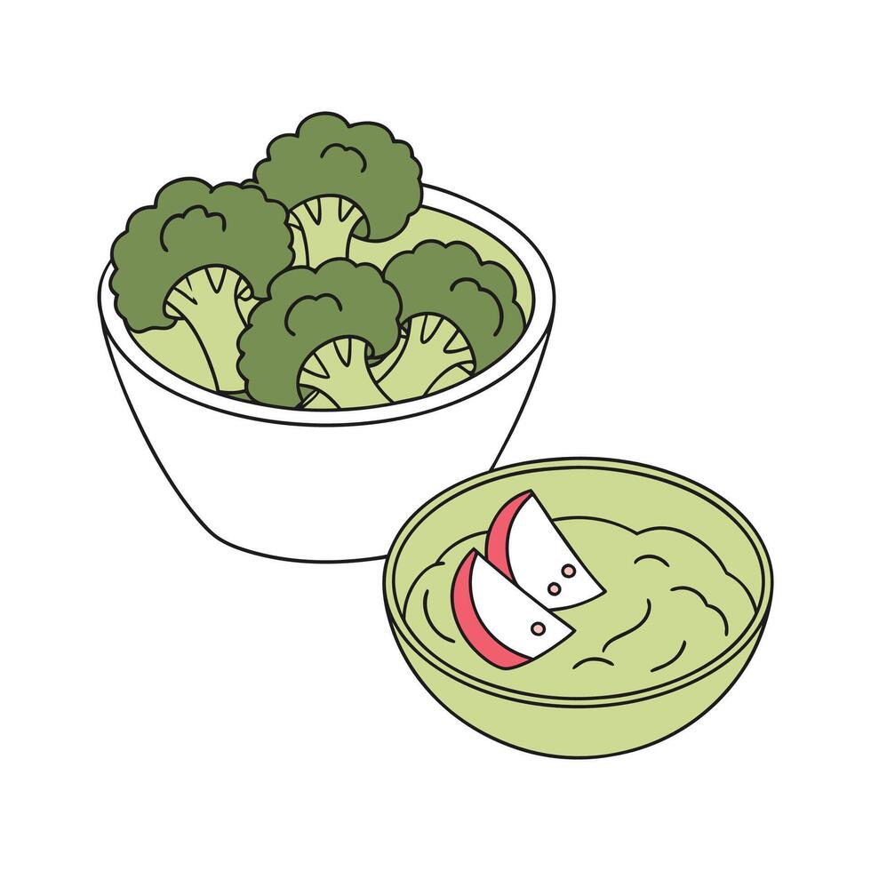 Nutritious Steamed Broccoli Apple Puree for Healthy Treats vector