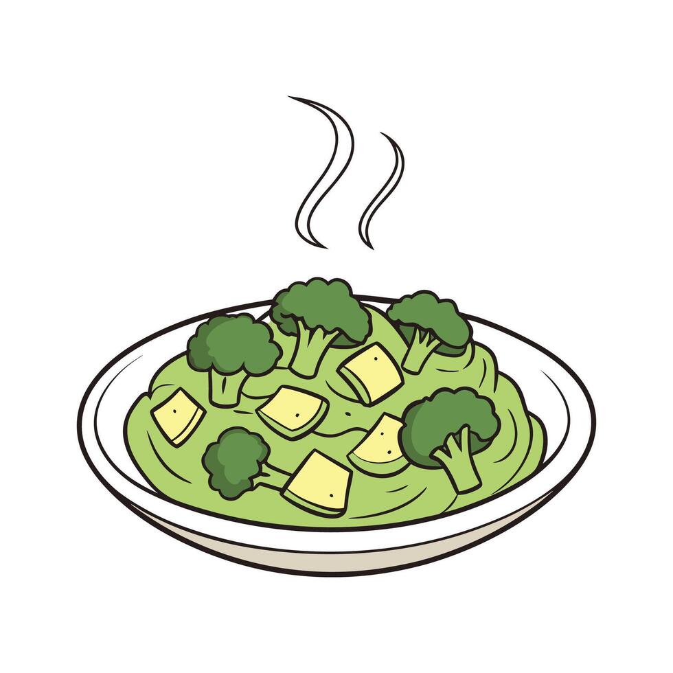 Creamy Steamed Broccoli Apple Puree for Nutritional Meals vector