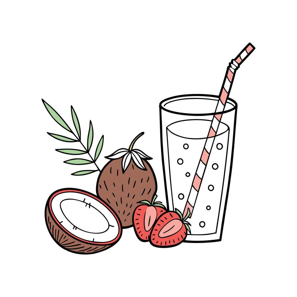 Creamy Strawberry Coconut Water Blend for Nutritional Meals vector