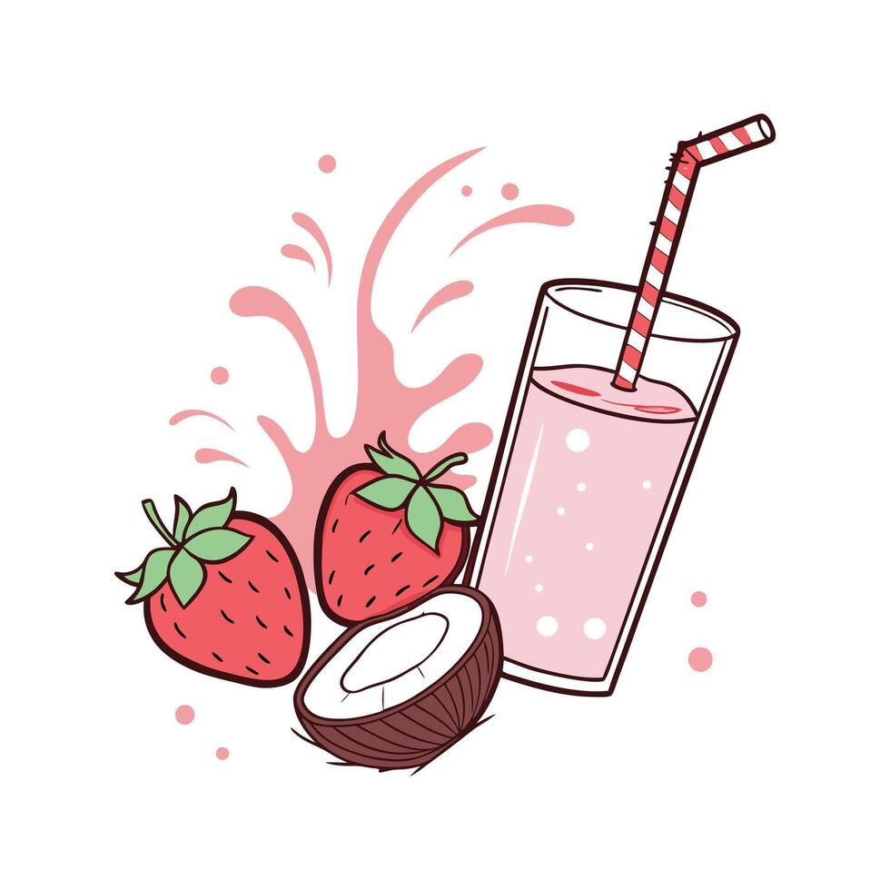 Delicious Strawberry Coconut Water Blend for Kids vector