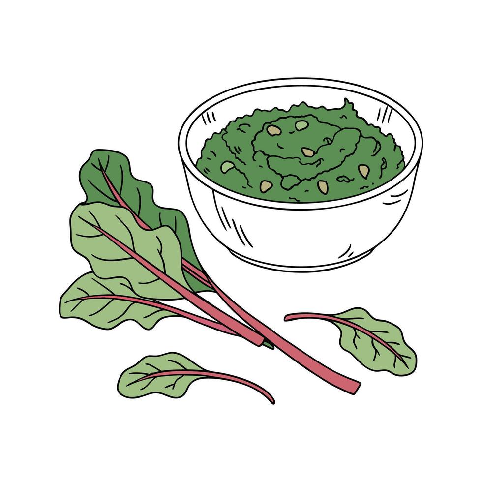 Savory Swiss Chard Mash Quick Snack vector