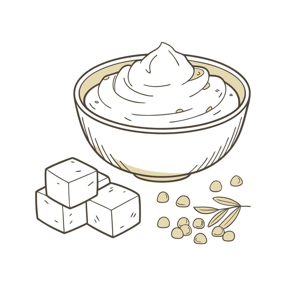 Tofu Puree Vibrant Illustration on White vector
