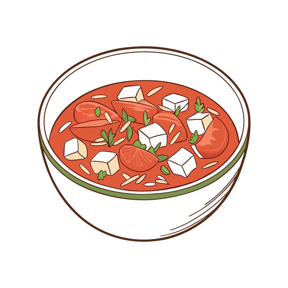 Tomato Rice Soup Delightful Illustration vector