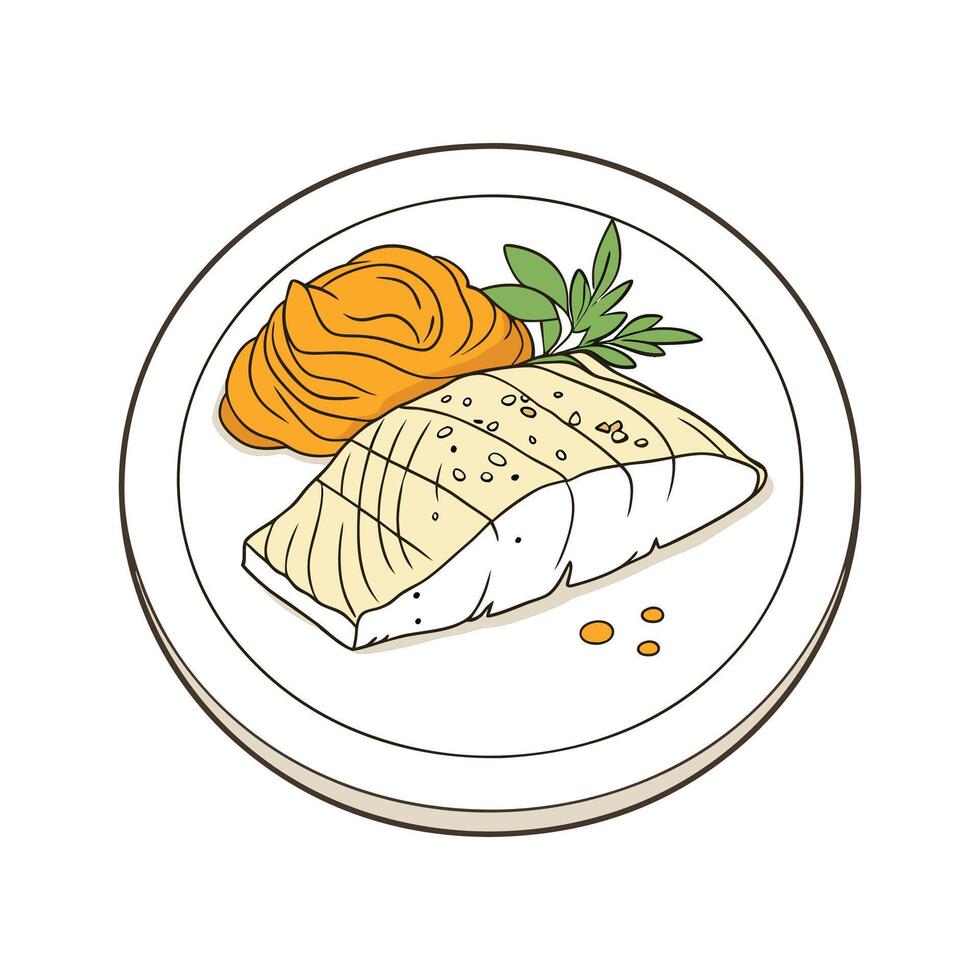 Nutritious White Fish Sweet Potato Puree for Healthy Treats vector