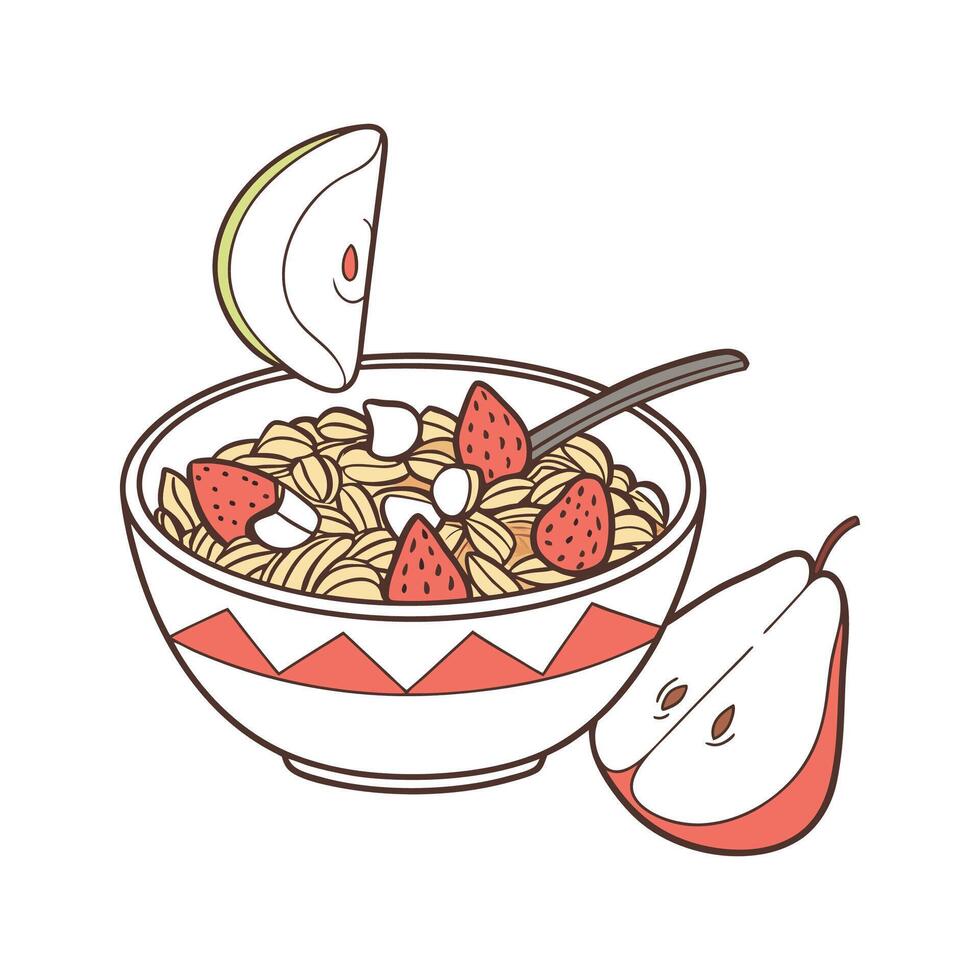 Nutritious Whole Grain Cereal with Pear for Healthy Treats vector