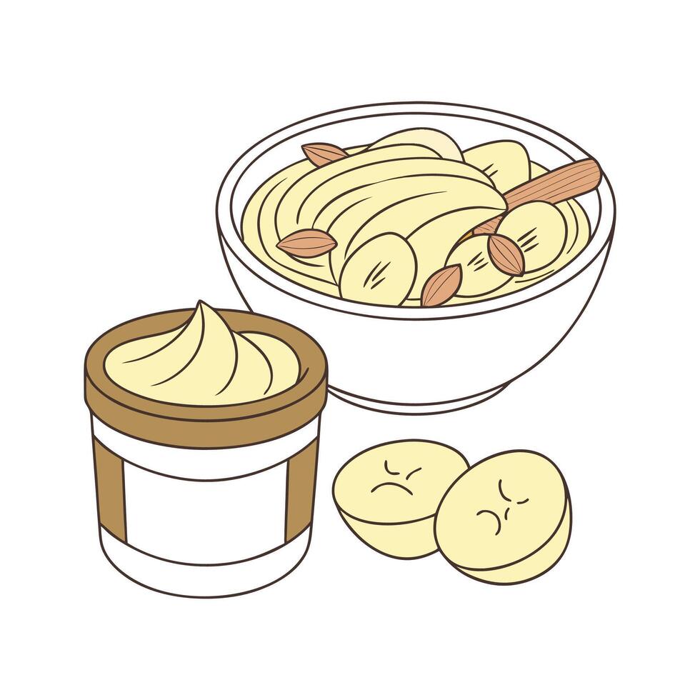Yummy Almond Butter Banana Yogurt Snack Idea vector