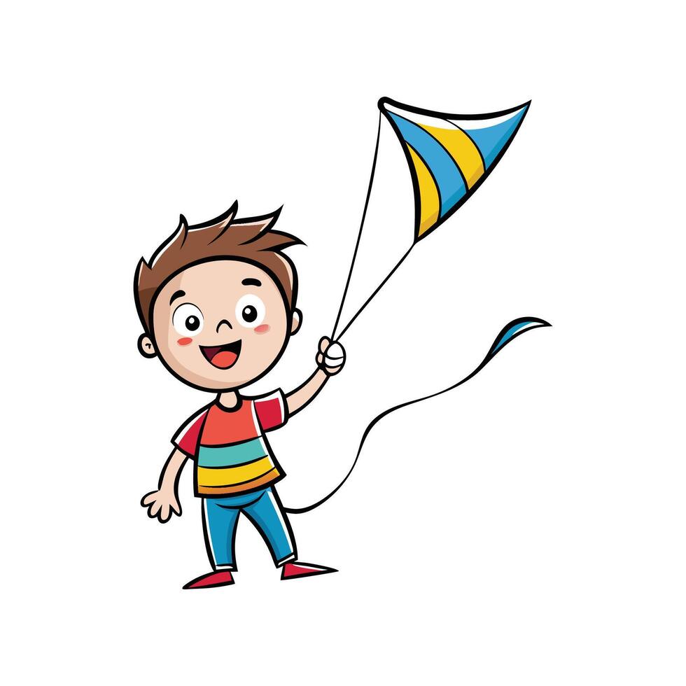 Child Ready to Fly Small Kite Illustration vector