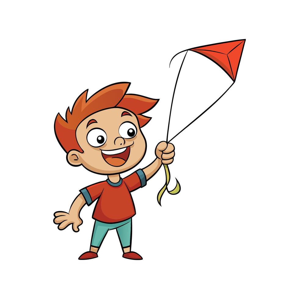 Creative Child with Small Kite Illustration vector
