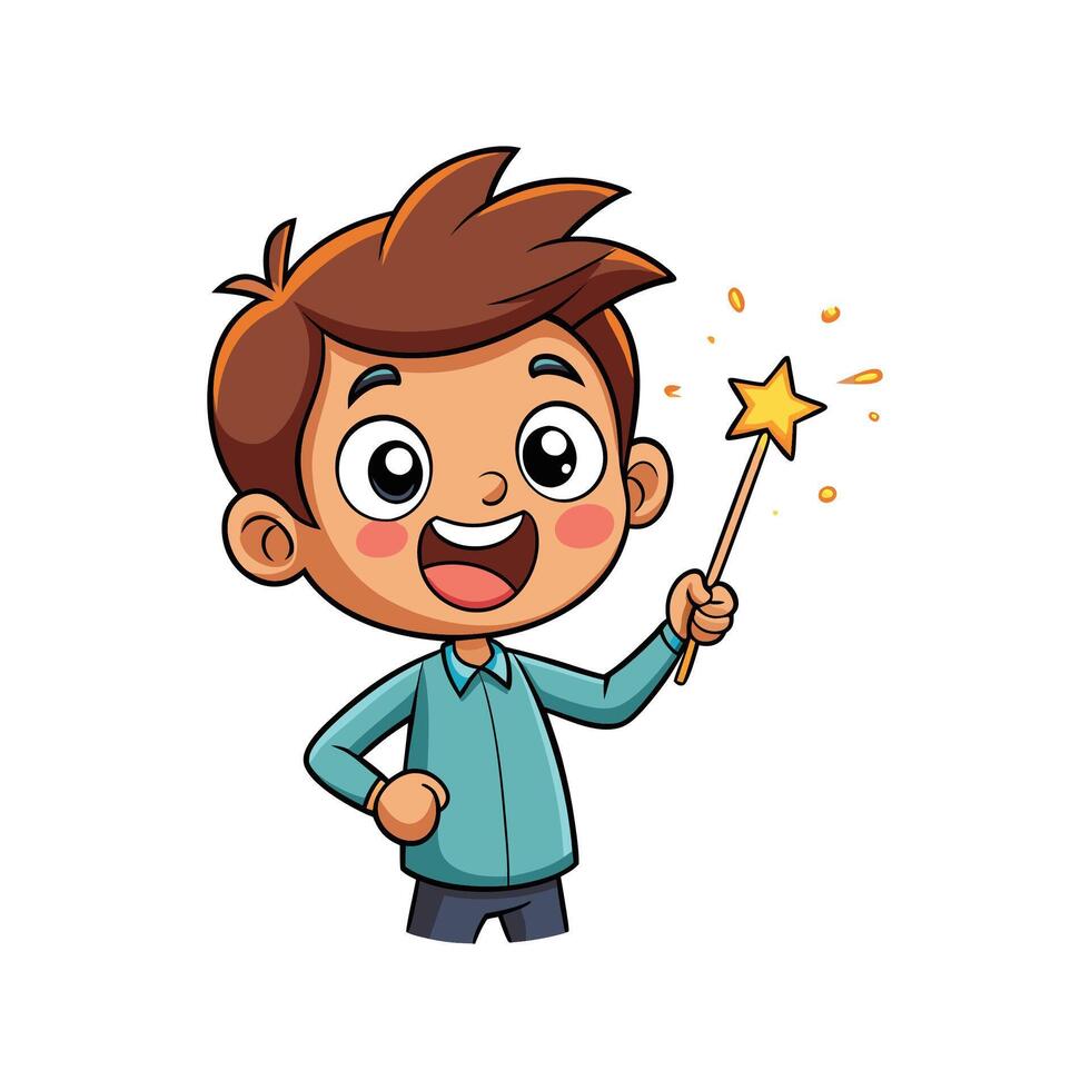 Child with Sparkler Stick Watching Illustration vector