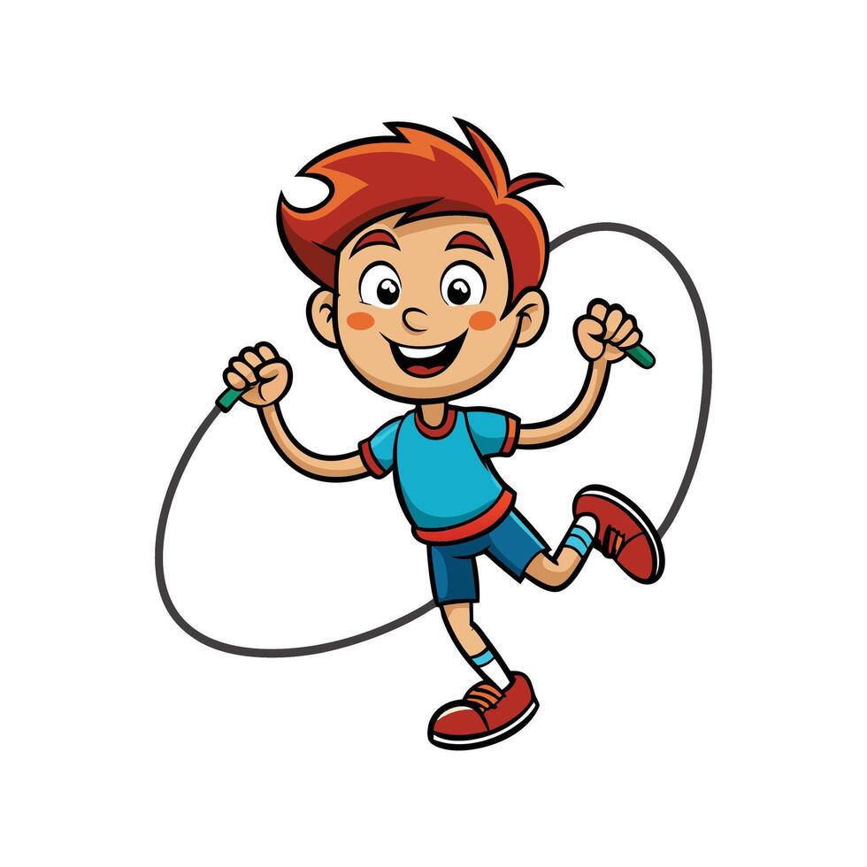 Creative Boy with Jump Rope Illustration vector