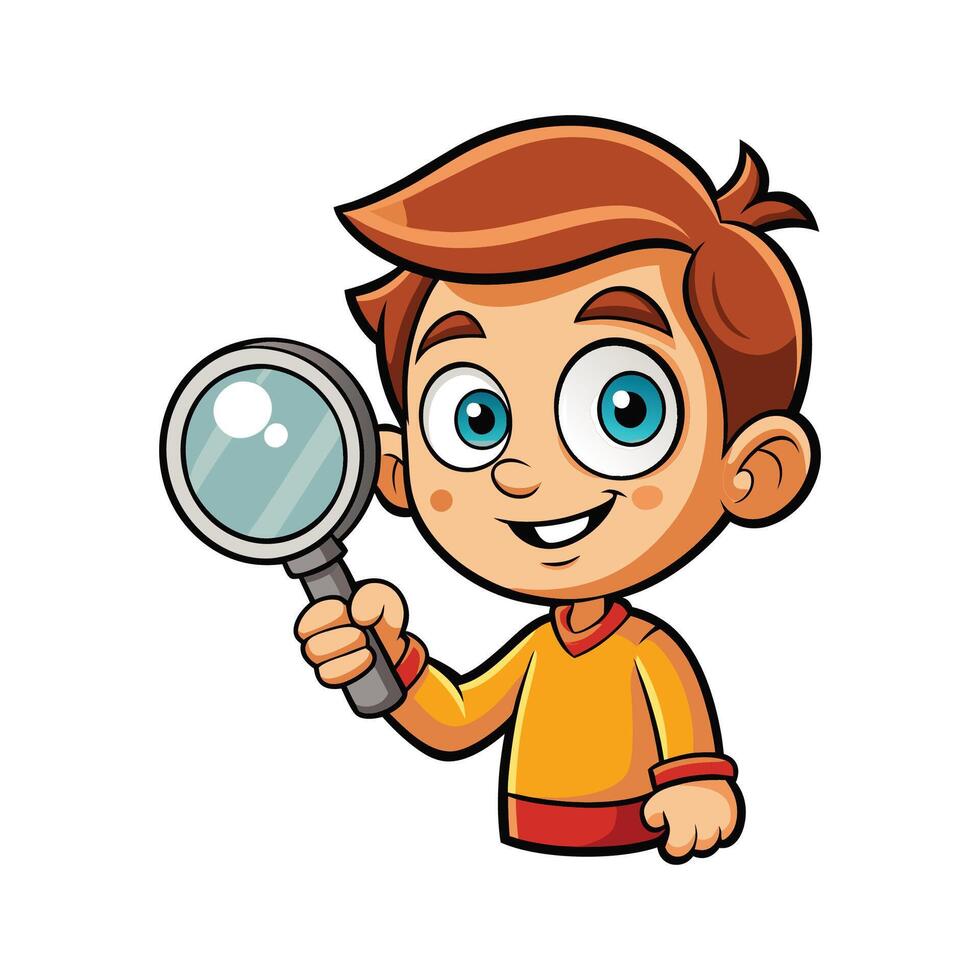 Boy with Magnifying Glass Illustration vector