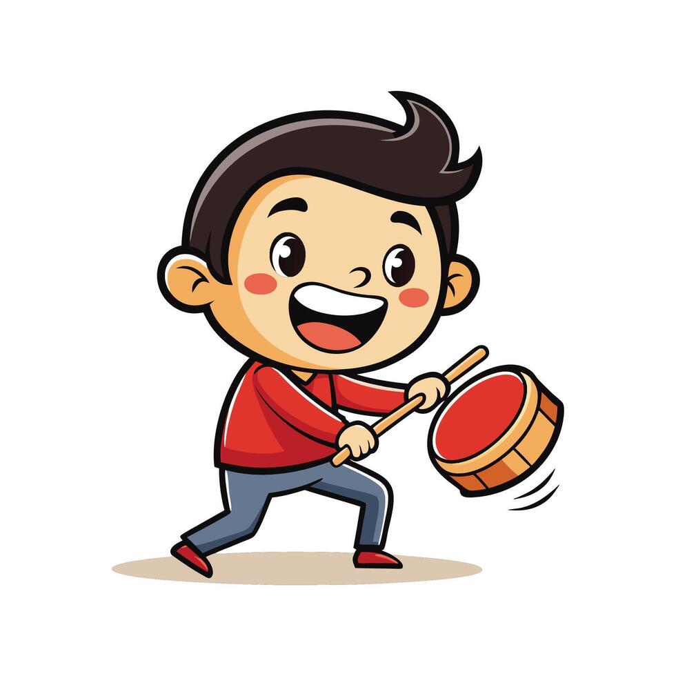 Creative Boy with Small Drum Illustration vector