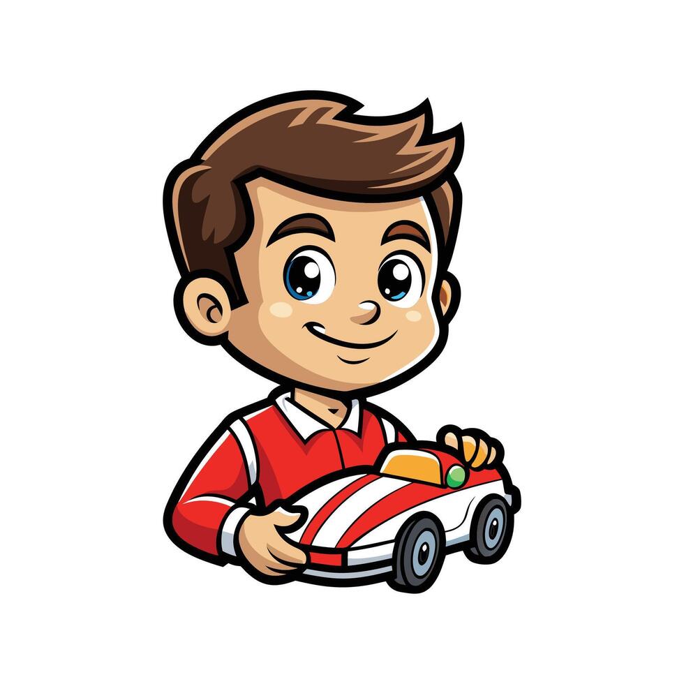 Creative Boy Racing with Toy Car vector