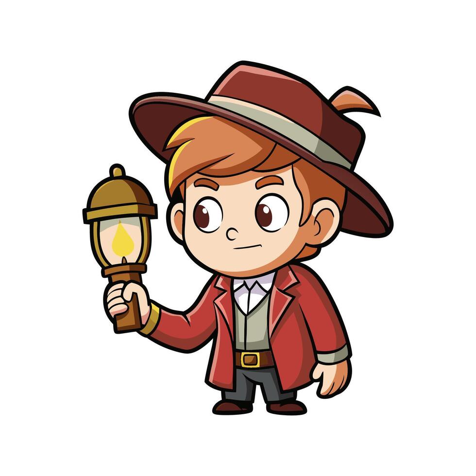 Boy with Toy Lantern in Imaginative Play vector