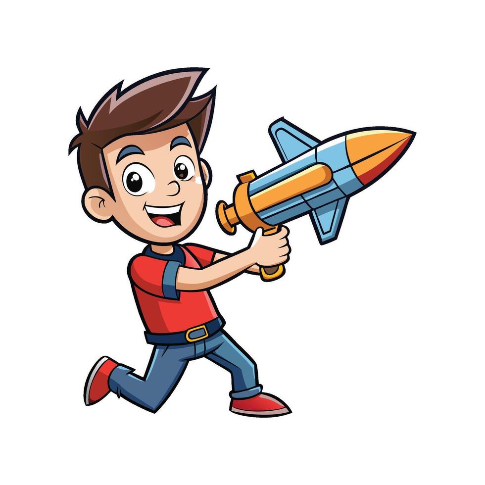 Child Launching Toy Rocket Launcher Imagination vector