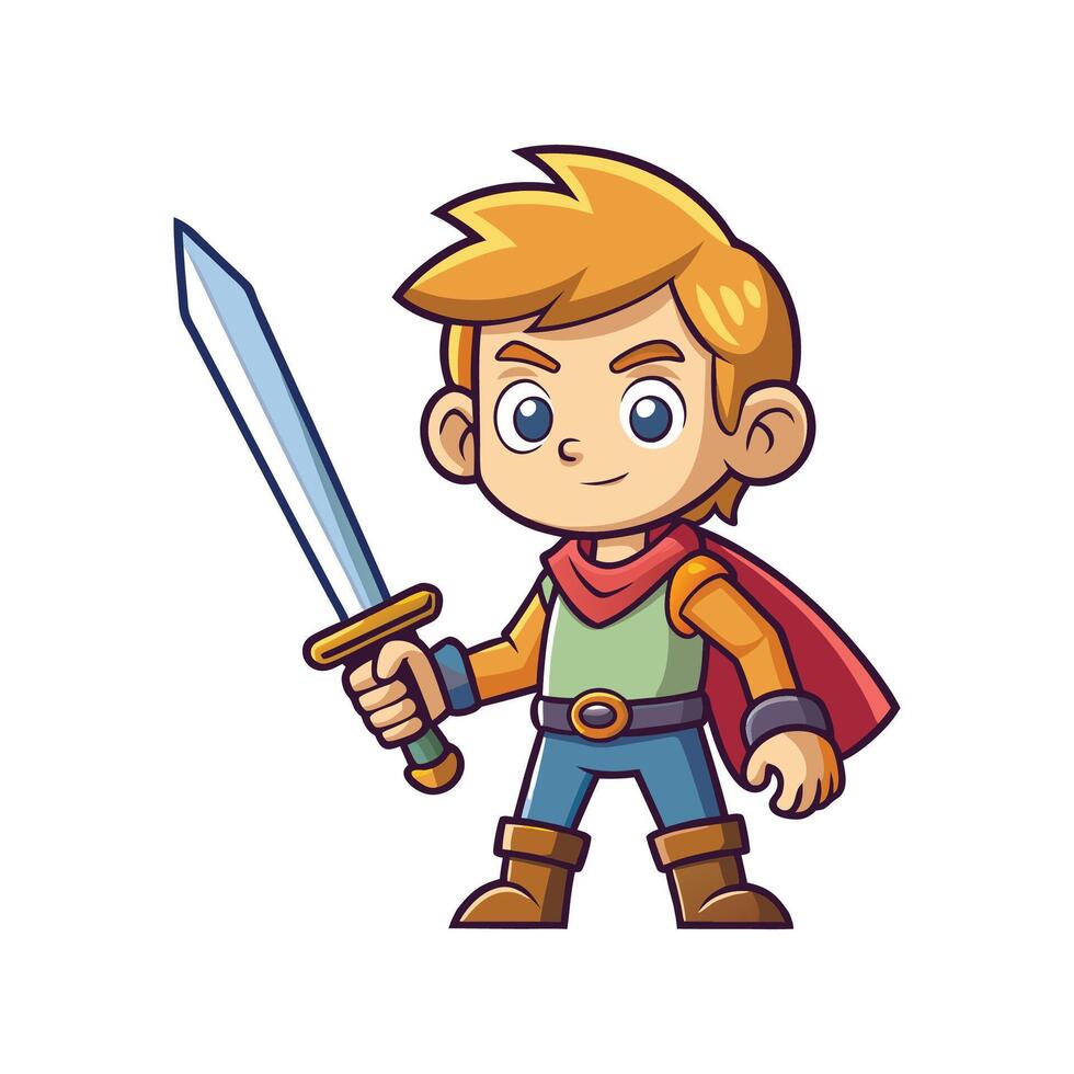 Boy with Toy Sword Imagining Protection vector