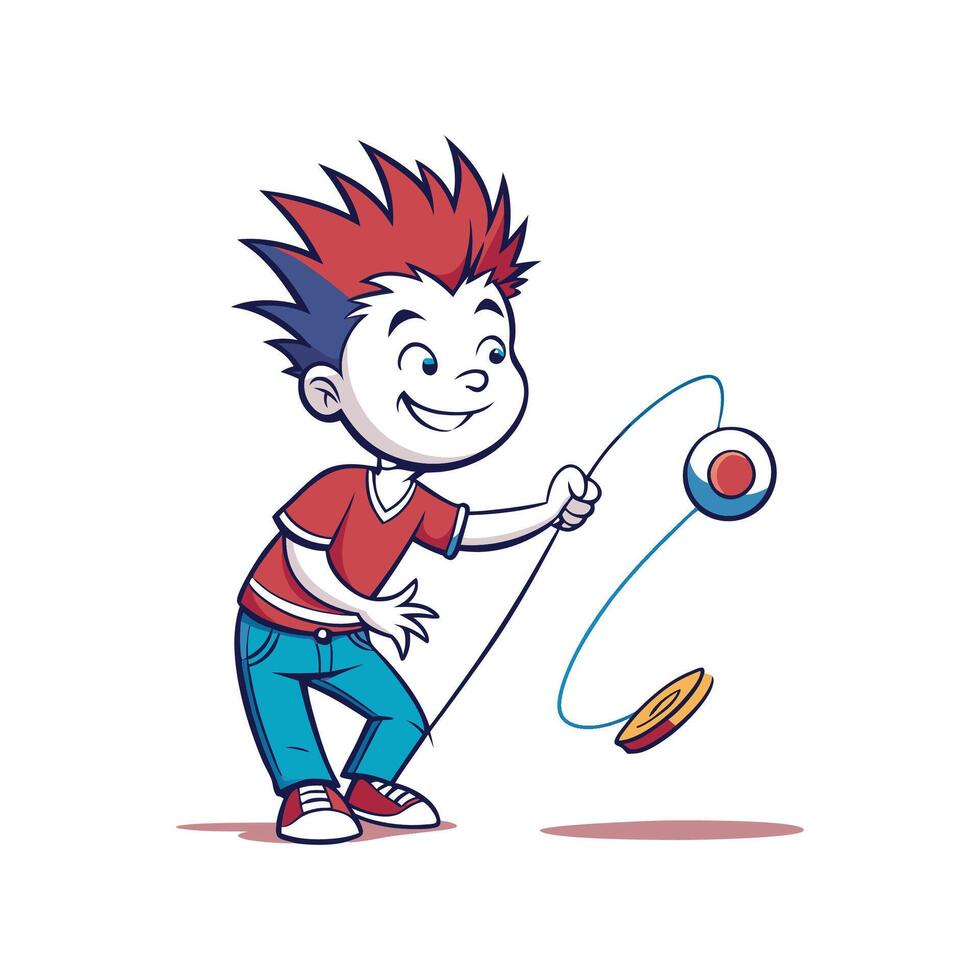 Boy Happy with YoYo in Play vector