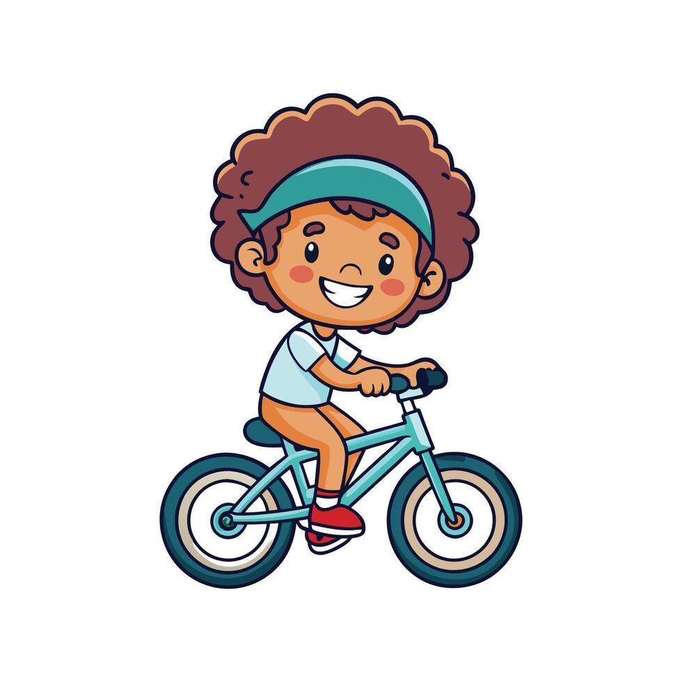 Child Riding Bicycle with a Smile vector