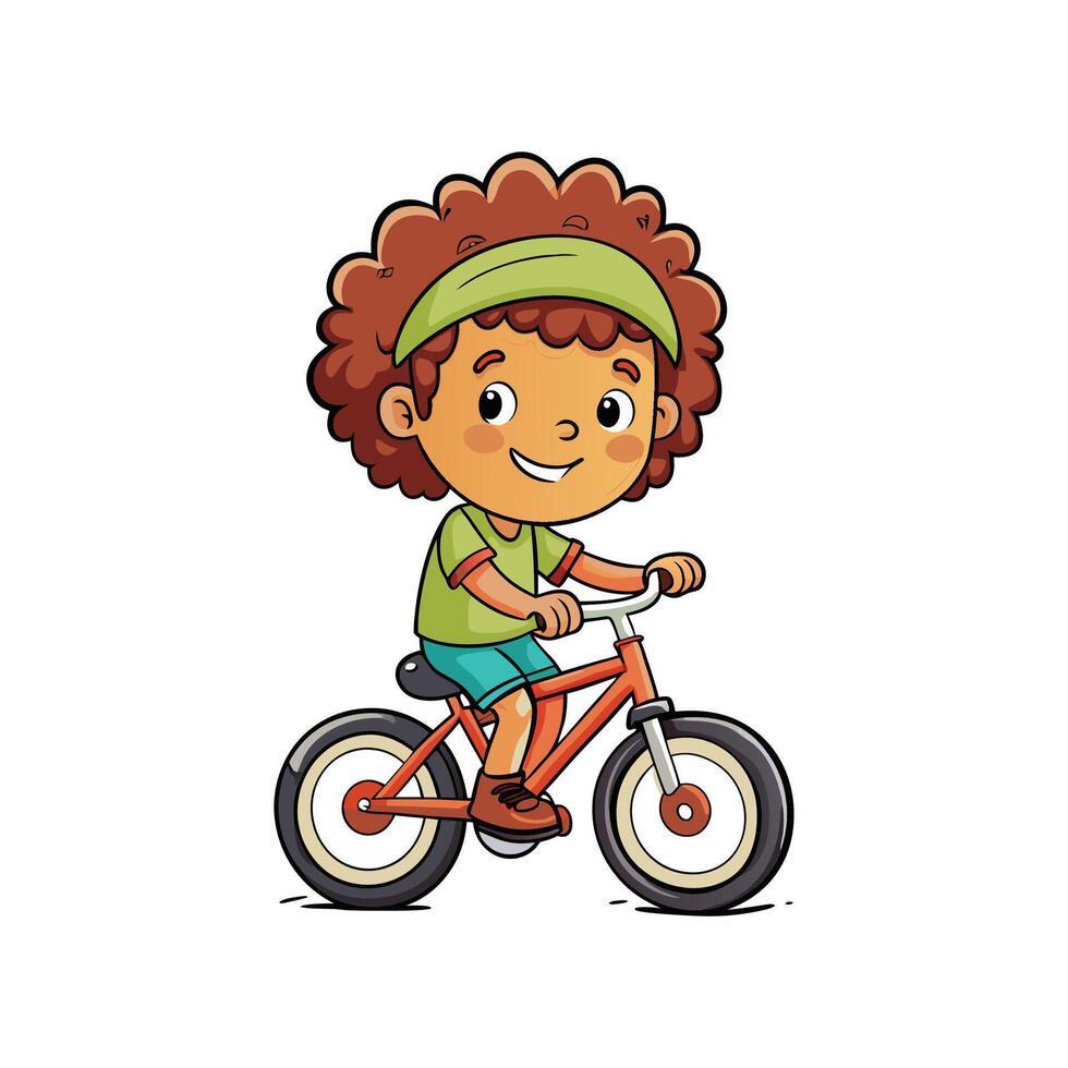Playful Child Smiling While Riding Bicycle vector