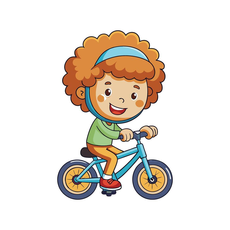 Boy Enjoying Bicycle Ride with a Smile vector