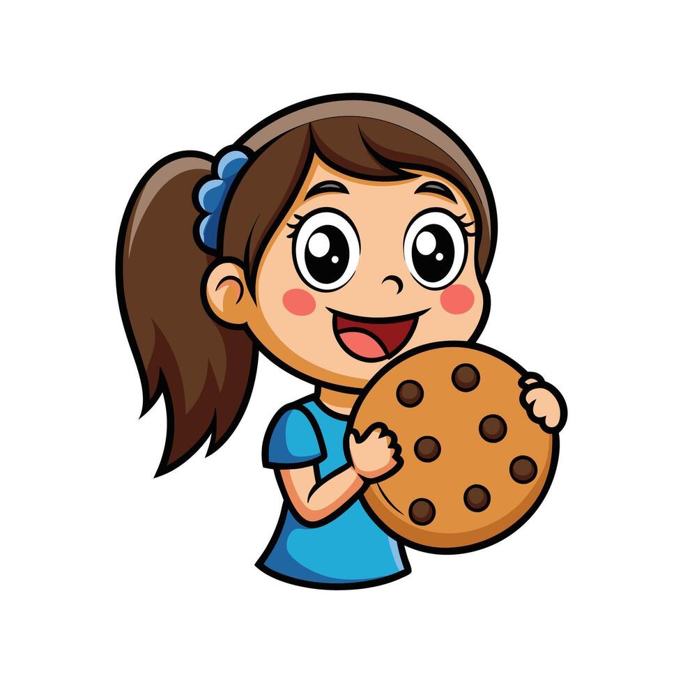 Playful Child Enjoying Cookie vector