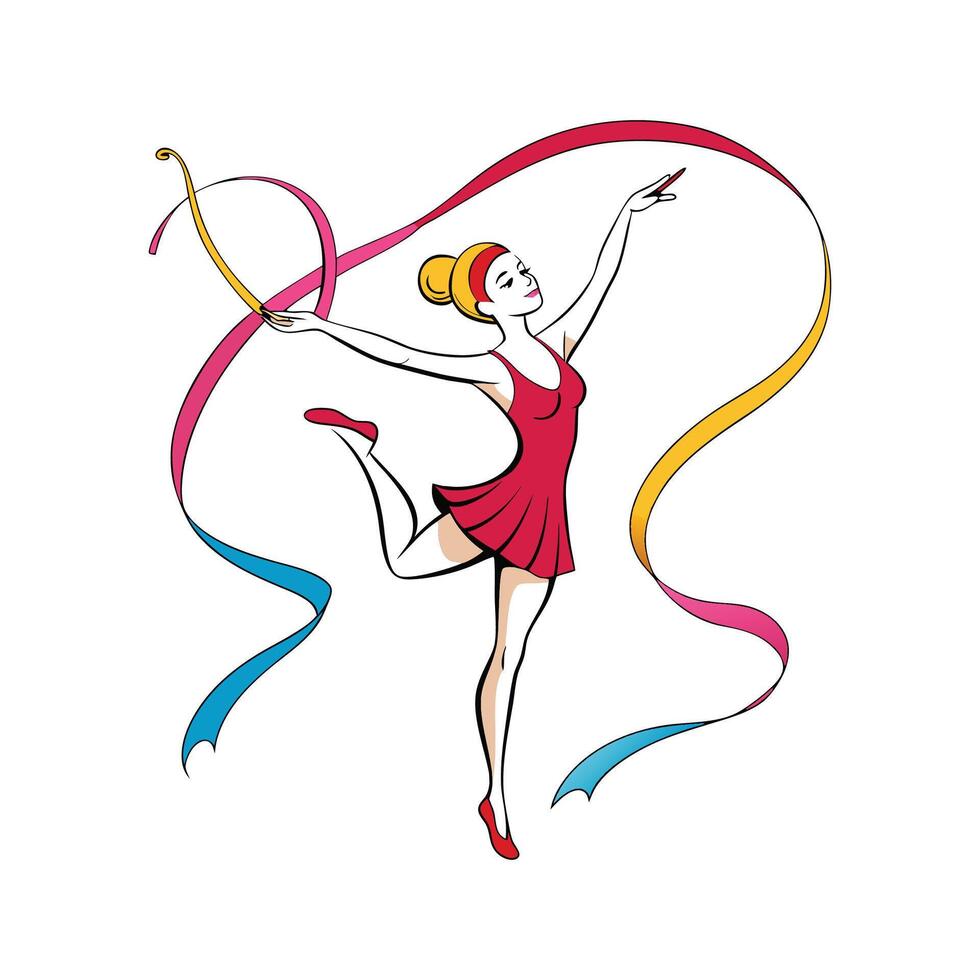 Child with Ballet Ribbons in Dance vector