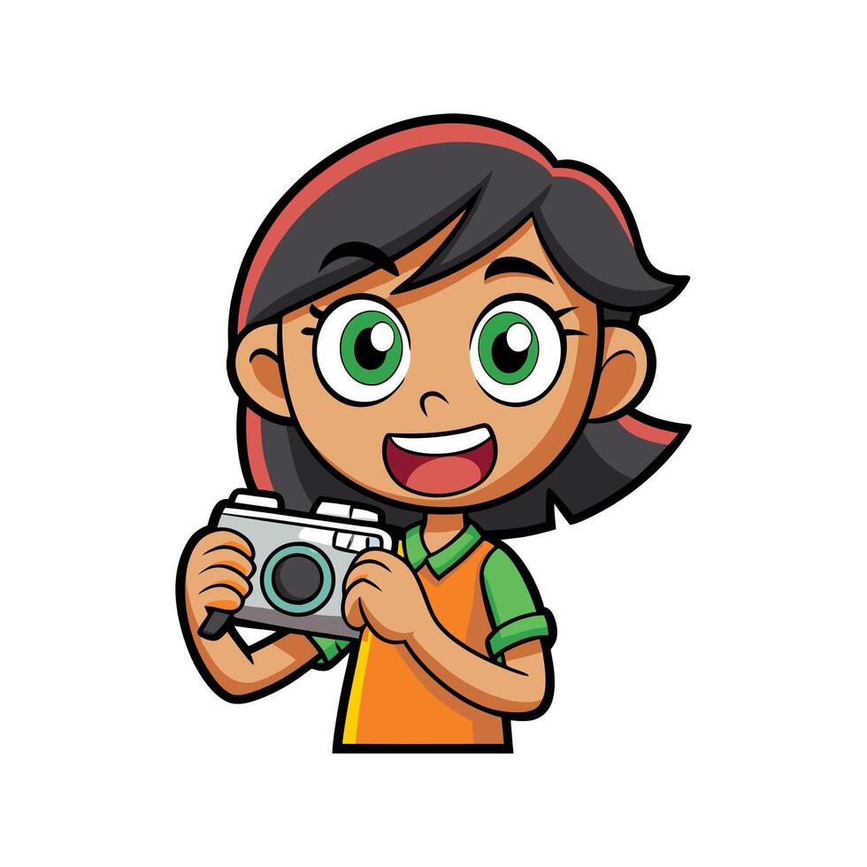Child with Toy Camera in Photography Play vector