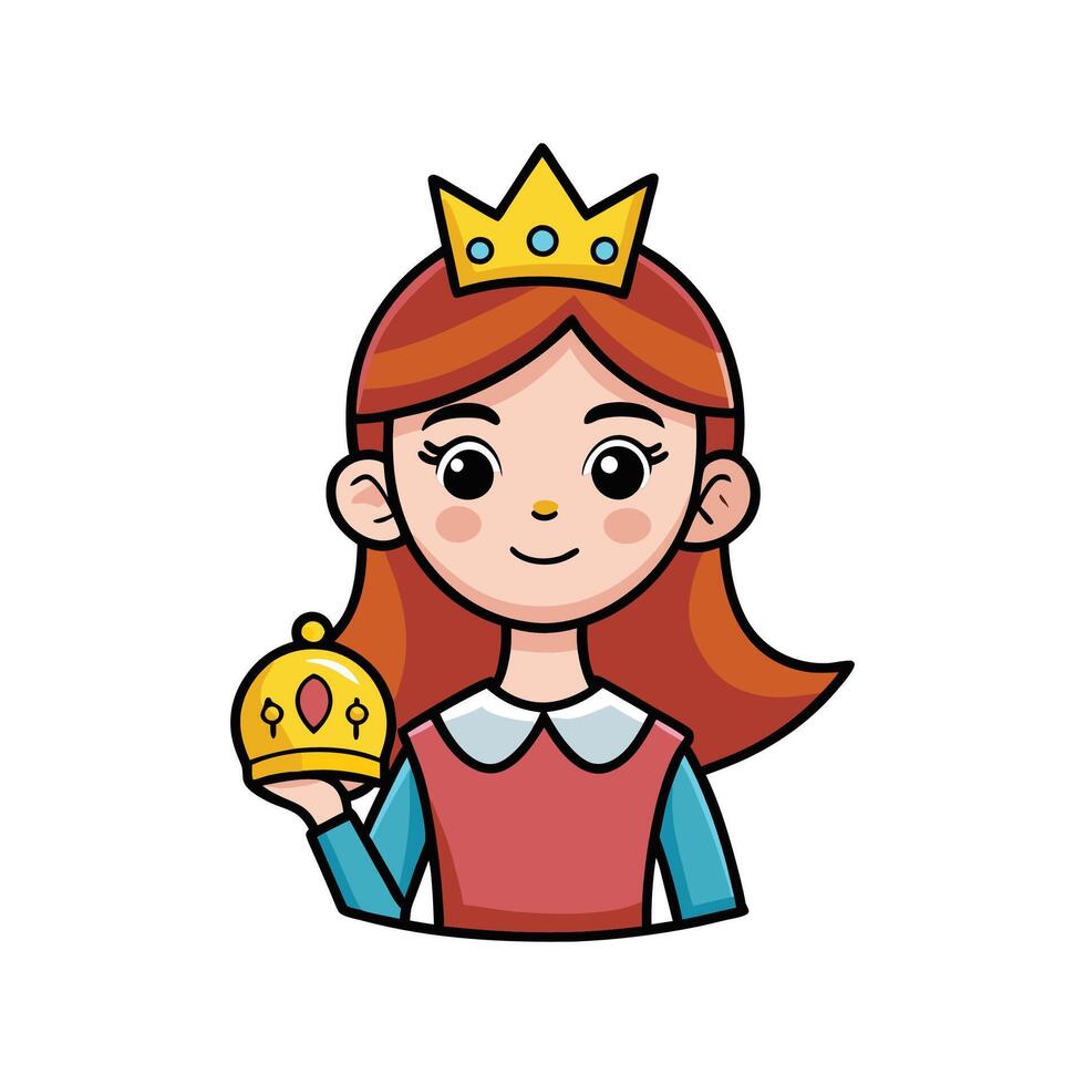 Child Pretending to be a Queen with Toy Crown vector