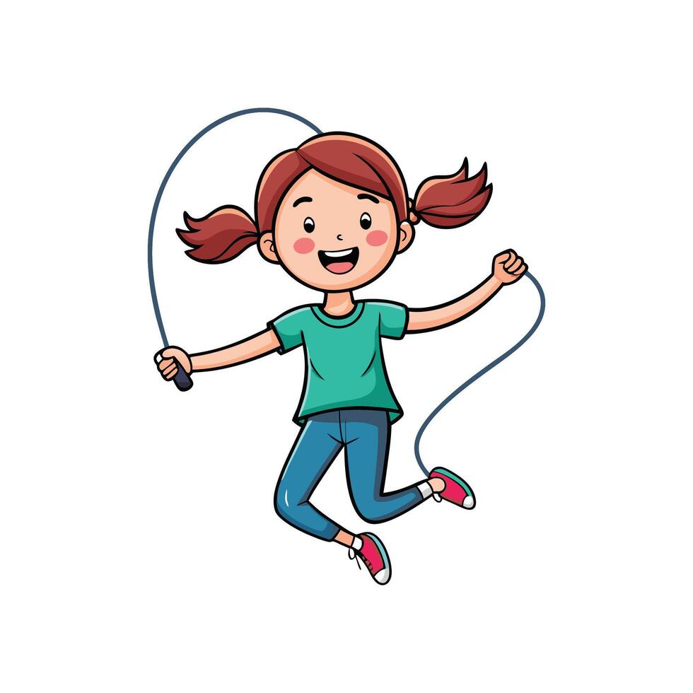Playful Child Skipping Rope with Energy vector