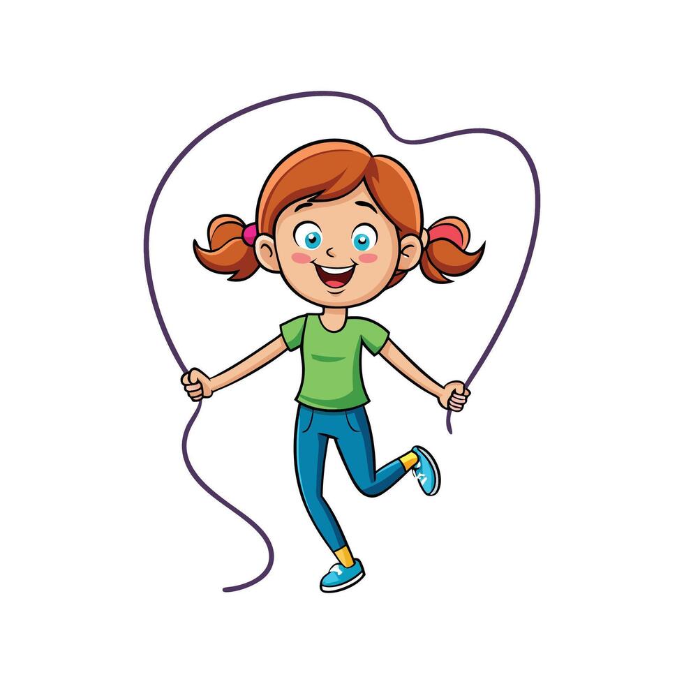 Child Having Fun While Skipping Rope vector