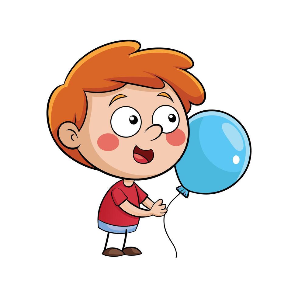 Child Blowing Up a Balloon with Joy vector