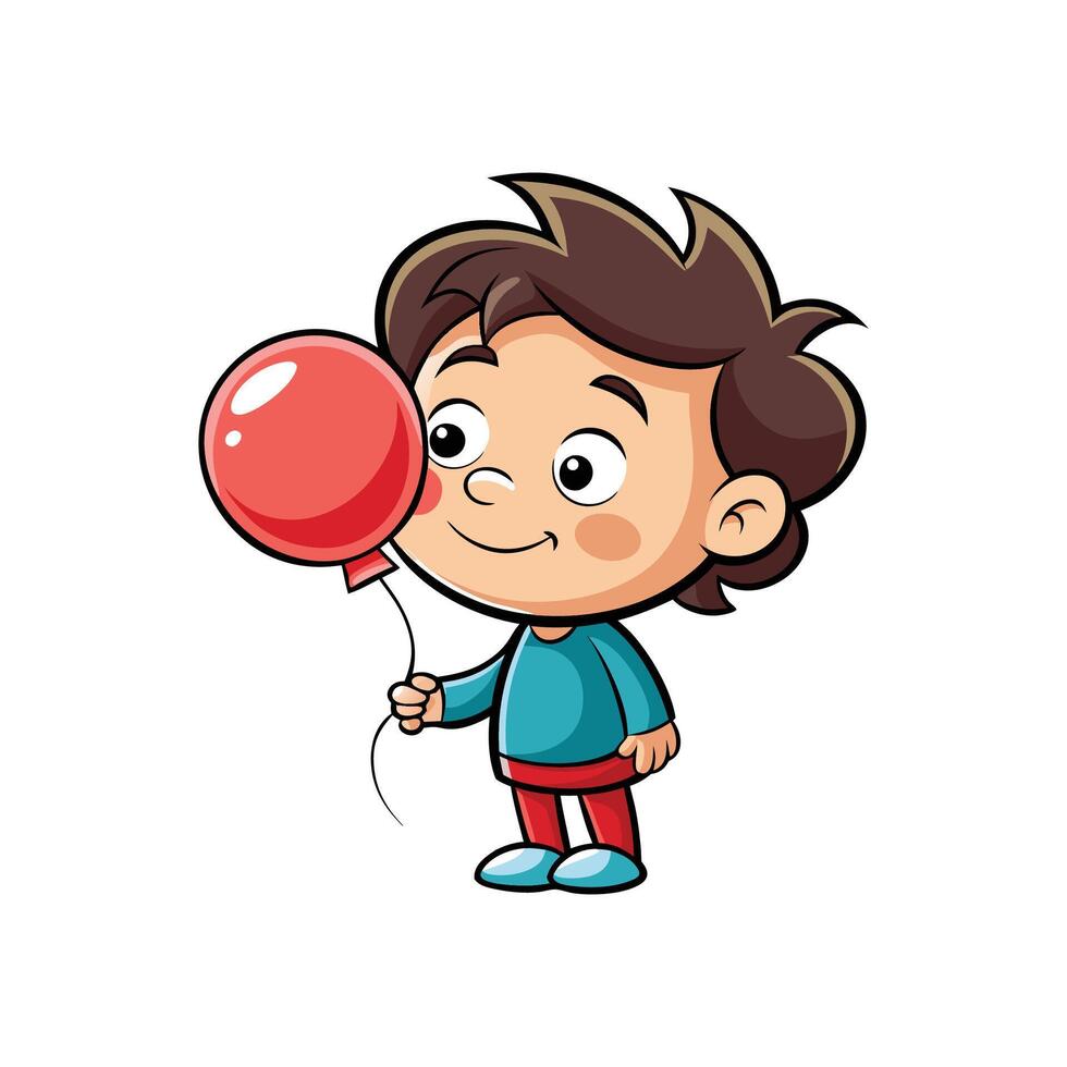 Playful Child Blowing Up a Balloon vector